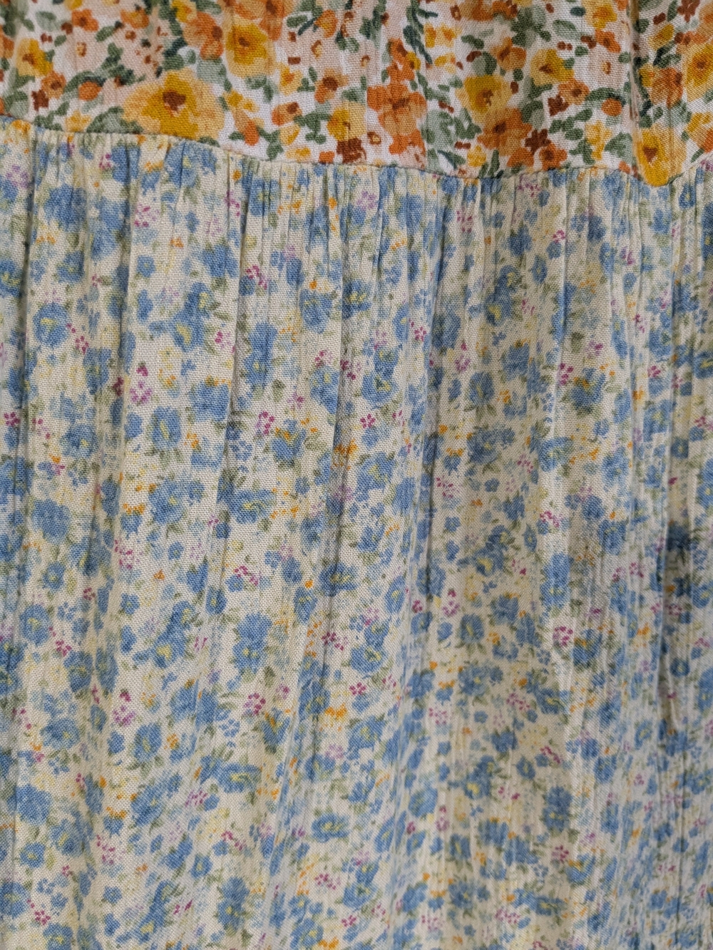 American Eagle Outfitters Boho Patchwork Floral Maxi Skirt Blue, Cream & Mustard - Picture 13 of 16